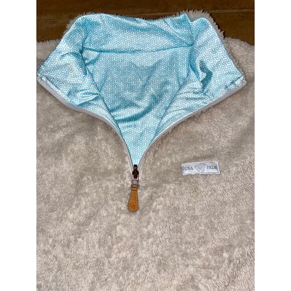 USA Palm Reversible Sherpa Fleece Pullover 1/4 Zip Gray Blue Men’s Size XL - Picture 2 of 10
